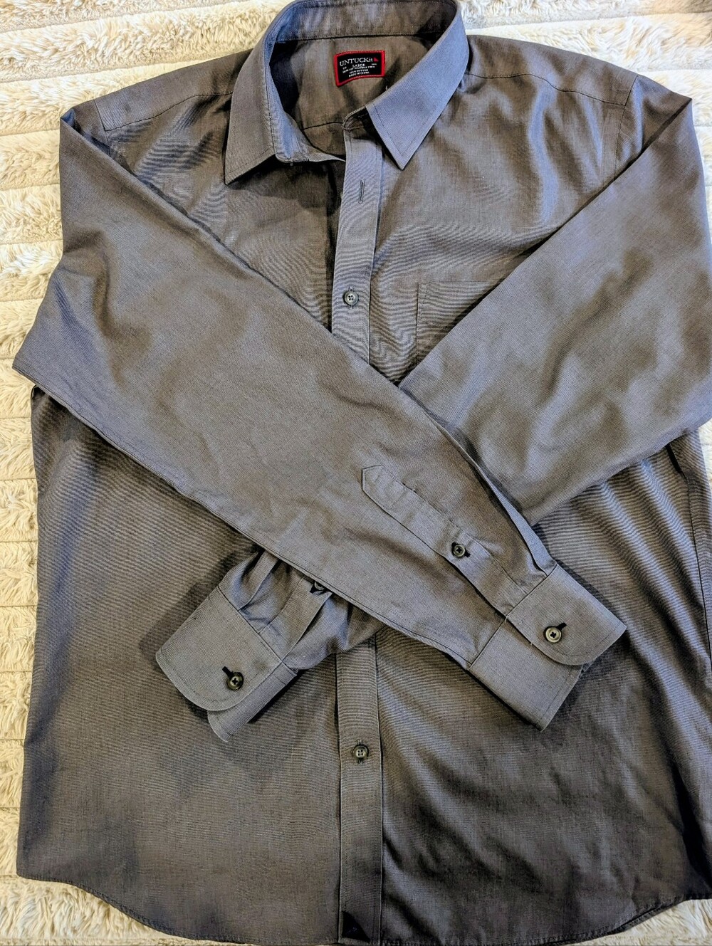 UNTUCKit Men’s Large Slim Fit Wrinkle-Free Gray Button Down Shirt - CB